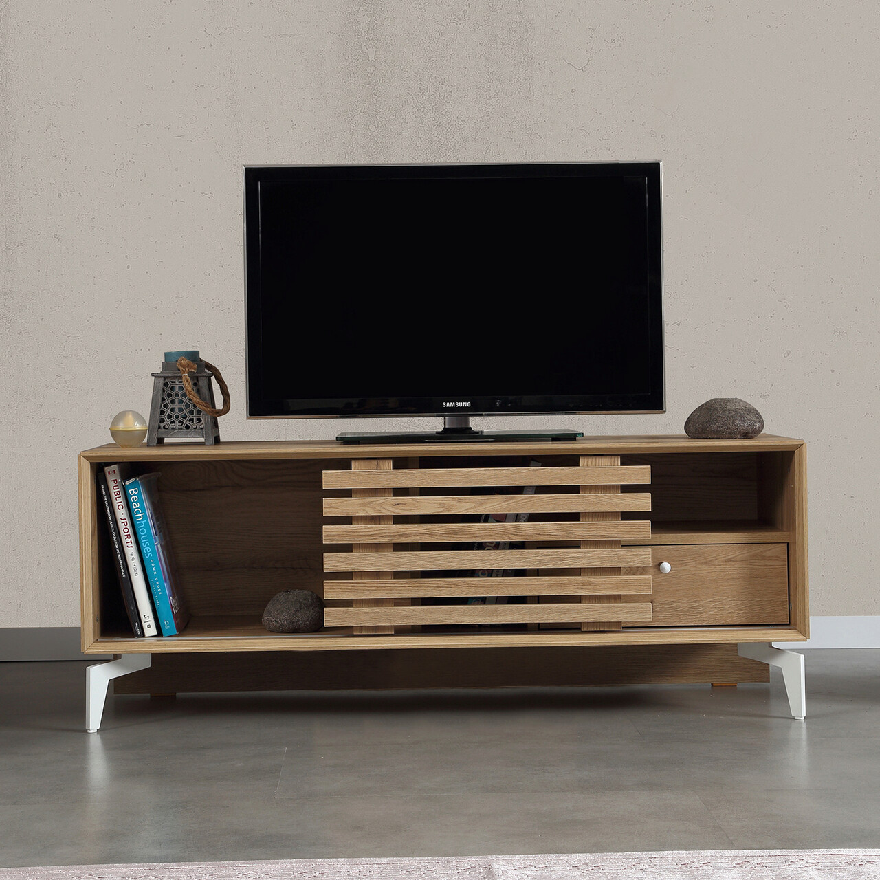 Comoda TV, Hanah Home, Lulu 100, 100x50x41 cm, Stejar - imagine 6